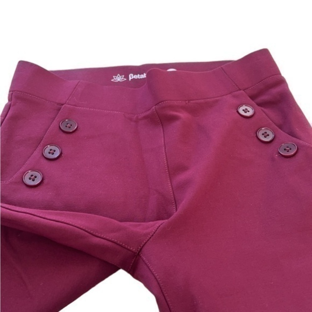 Betabrand Six Button Burgundy Maroon Stretch‎ Yoga Trousers Pants - Picture 4 of 9